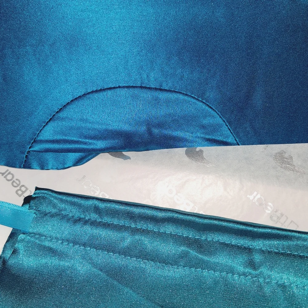 Pure Silk NWT Mulberry Silk Padded Sleep Mask Adjustable Strap In Peacock Blue
